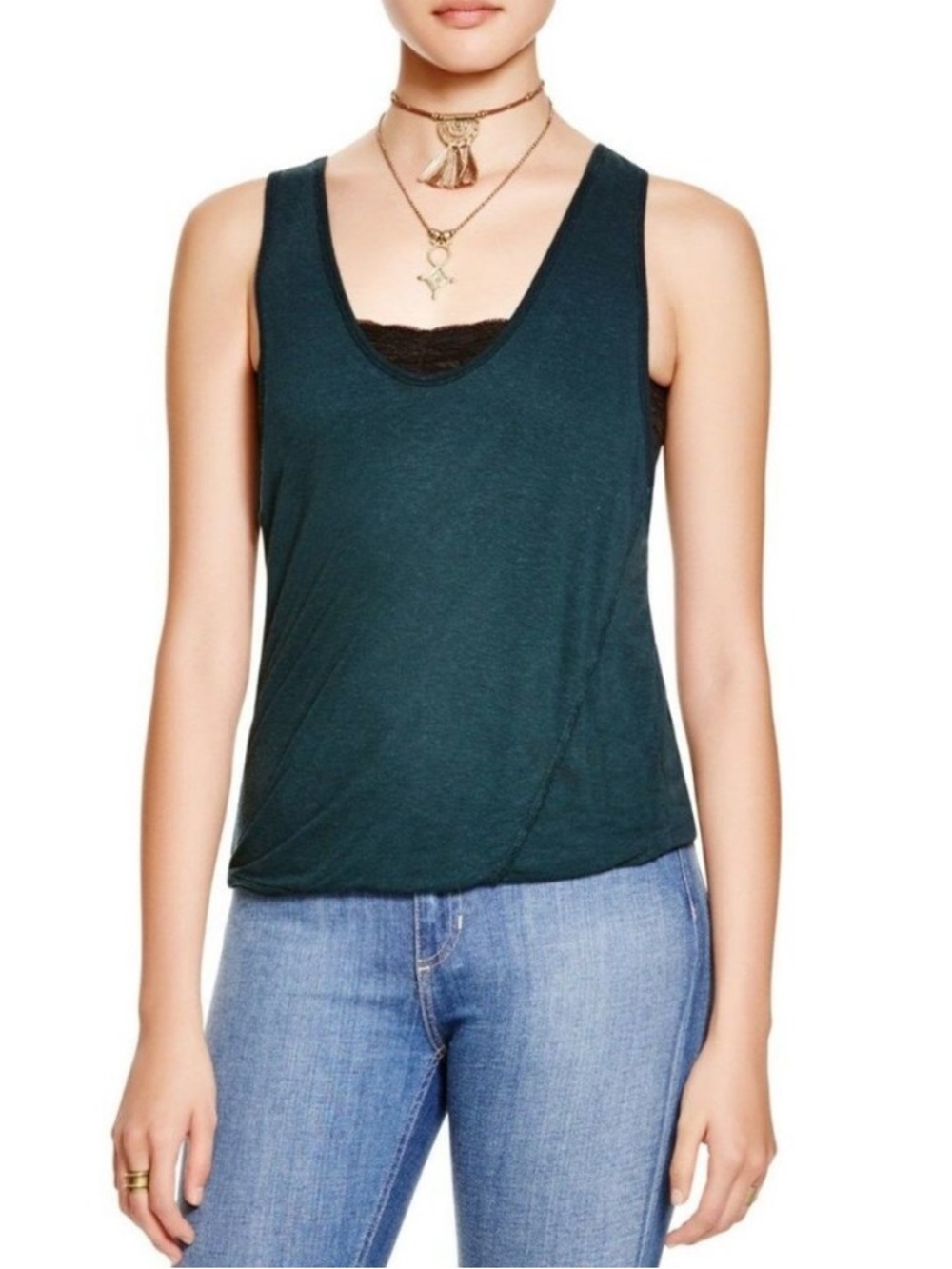 Free People Bubble Hem Jersey Tank Top NWT